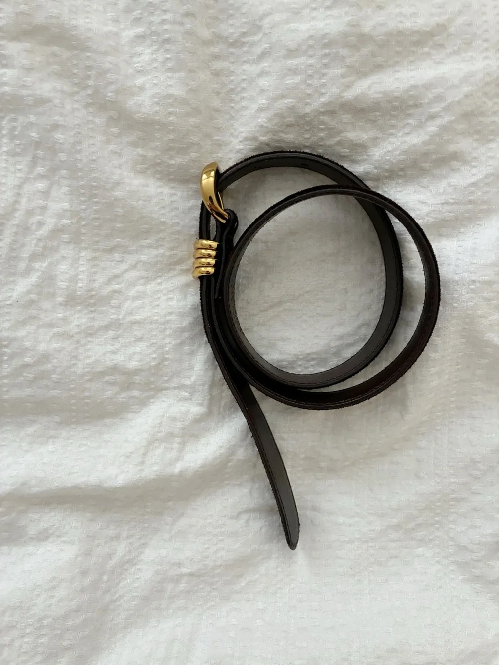 Madewell Inez brown suede gold buckle belt
